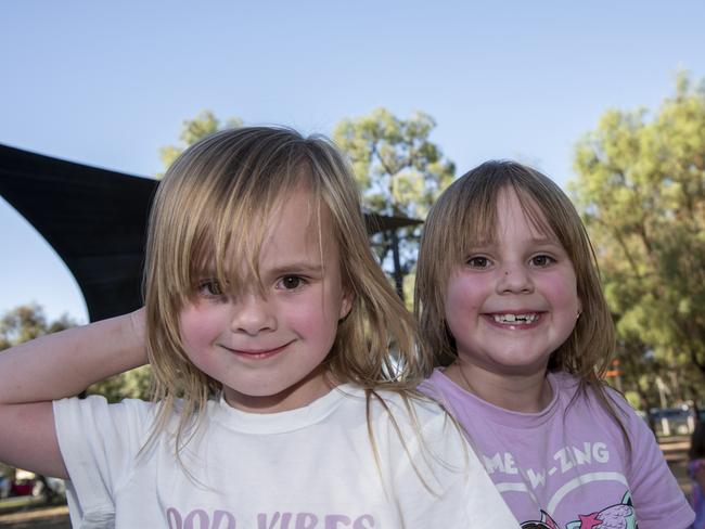 Paisley Kavanagh and Keegan Kavanagh getting excited for the fireworks at Mildura's 2024 New Year's Eve celebrations