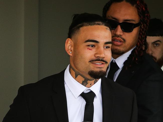 SYDNEY, AUSTRALIA : NewsWire Photos - MARCH 10 2025; Ex-Penrith Panthers rugby league centre Taylan May is seen leaving Penrith court, he was stood down after he was arrested in relation to an alleged domestic violence incident. Picture: NewsWire/ Gaye Gerard