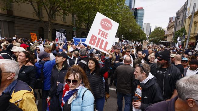 Protesters gathered in large numbers in the city. Picture: Daniel Pockett