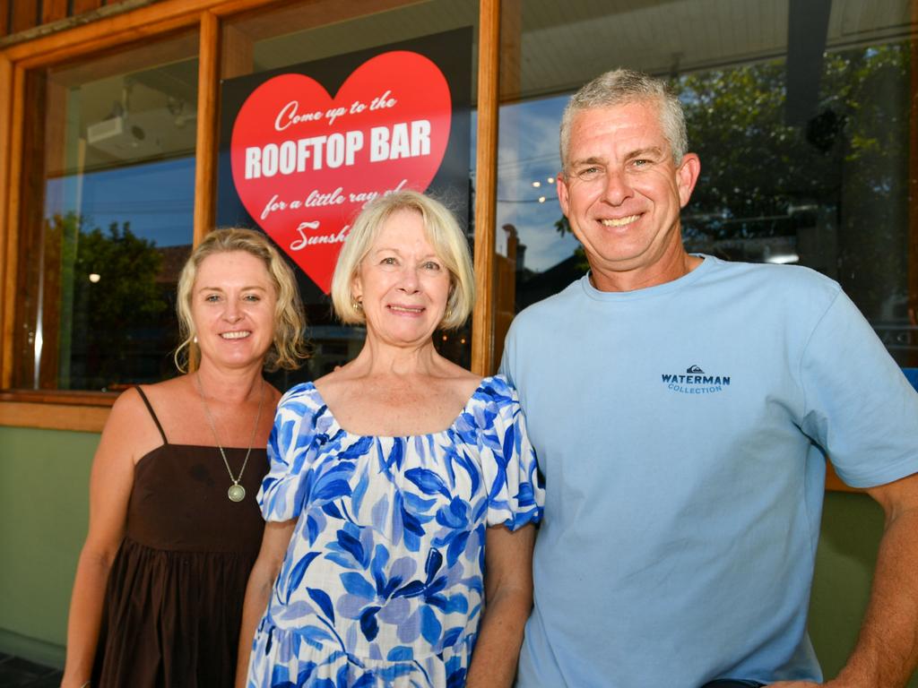 Australia Day celebrations: Lismore's iconic family, renowned for the Hannah Cabinet are Mrs Rhonda Hannah, with son Stewart and his wife Stephanie Hannah outside the Metropole Hotel.