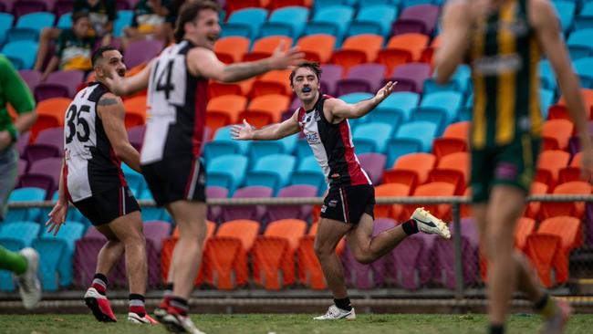 Kayne Davidson in the Southern Districts vs PINT 2023-24 NTFL men's elimination final. Picture: Pema Tamang Pakhrin