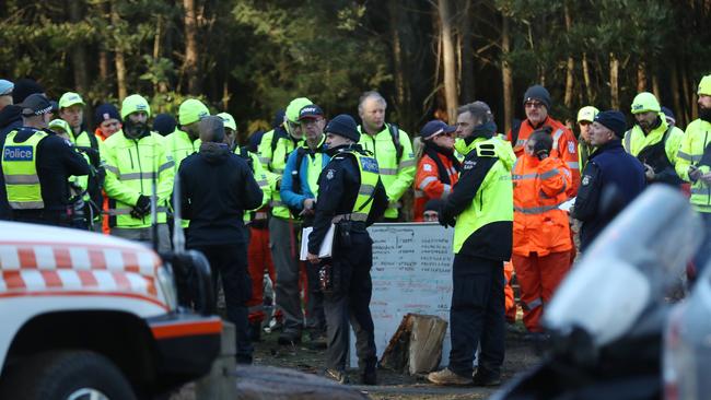 Hundreds of volunteers and emergency crews at the scene. Picture: David Crosling