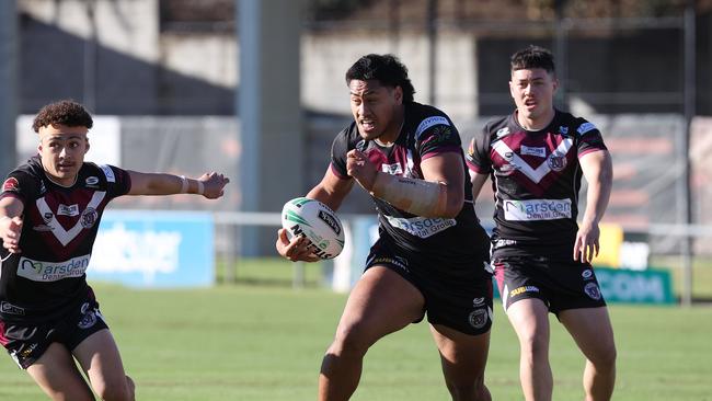 Marsden SHS’s Xavier Stowers on the charge. Picture: Liam Kidston.