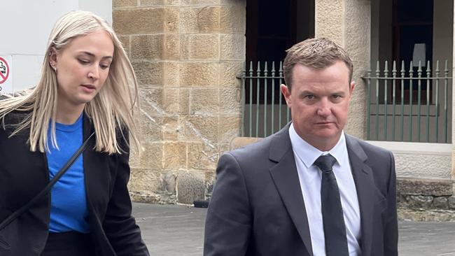 Phil Saunders leaving Wollongong Local Court in 2022 with his solicitor Sophie Newham. Picture: Dylan Arvela