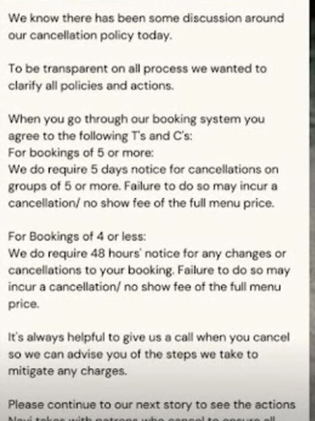The restaurant took to social media to explain. Picture: Instagram