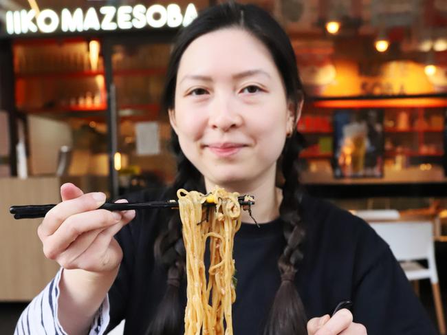 IIKO Mazesoba owner Michelle Widjaja says picking up your own food instead of using delivery helps cut costs. Picture: Jenifer Jagielski