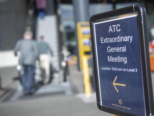 ATC members arrive at Randwick racecourse to vote on the Rosehill Racecourse sale proposal. Photo Jeremy Piper