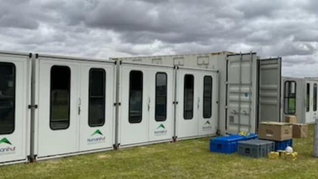 Humanihuts at Riverland Exhibition Centre at Barmera. Picture: 7NEWS