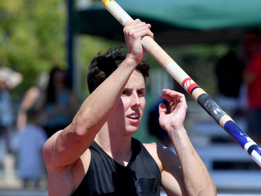 <p>North Queensland Athletics Championships at Townsville Sports Reserve. Liam Gilbert prepares himself in the poll vault. Picture: Evan Morgan</p>