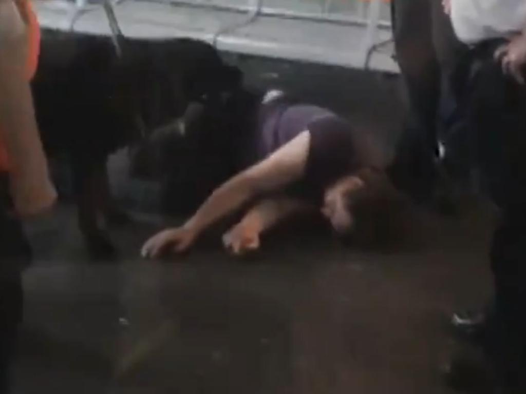 The man was knocked out cold while his guide dog stood by his side. Picture: Channel 7