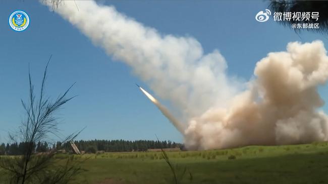 A missile is fired during a military exercise in China on August 4.