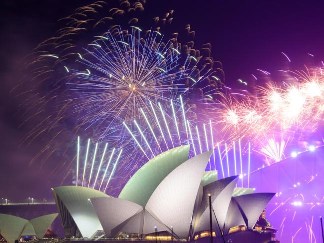 The Sydney Opera House during New Year's Eve celebrations. Picture: Getty