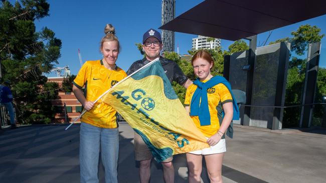 Fans ahead of the World Cup Matilda's v Sweden match at Suncorp Stadium. Photo - Stephen Archer