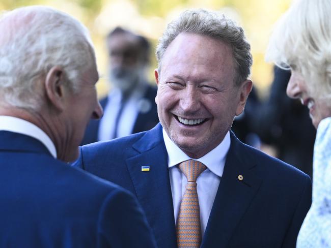 CANBERRA, Australia - NewsWire Photos - October 21, 2024: Andrew Forrest meets with King Charles III at the Australian National Botanic Gardens in Canberra. Picture: NewsWire / Martin Ollman