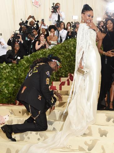 2 Chainz proposes to longtime love Kesha Ward at the 2018 Met Gala. Picture: Getty