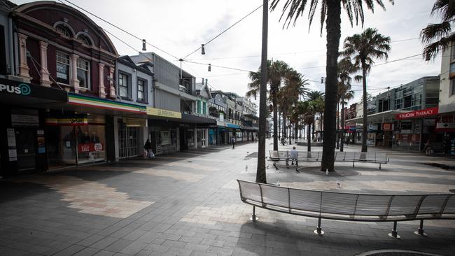 The pandemic has left the Corso in Manly quieter than usual. Picture: Julian Andrews.