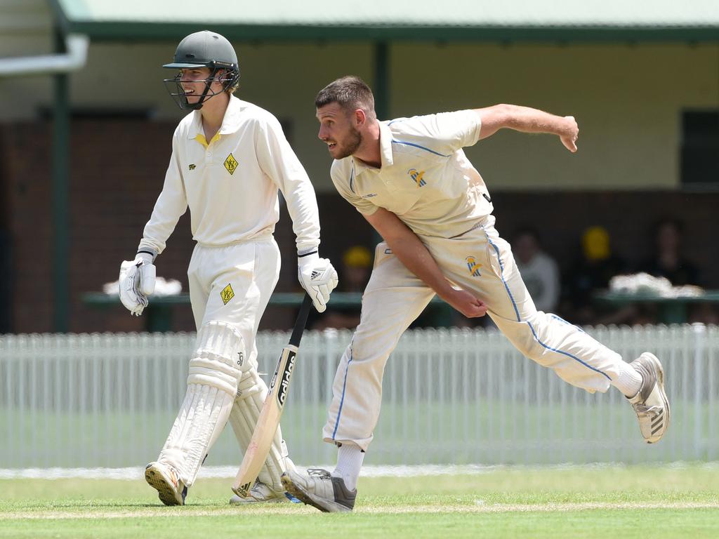 Second grade cricket between Gold Coast Dolphins and Wests at Bill Pippen Oval. Dolphins bowler Patrick Turner. (Photo/Steve Holland)