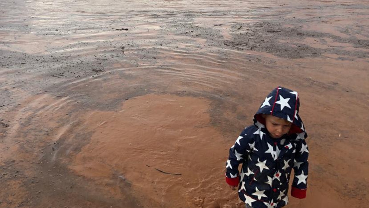 Archie 3 with Rachael Hilder at Craddock after heavy rains. Photos; Richard Anderson.