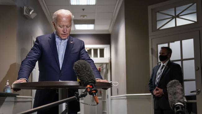 Democratic presidential nominee and former Vice President Joe Biden speaks to reporters about the passing of Supreme Court Justice Ruth Bader Ginsburg. Picture: Getty