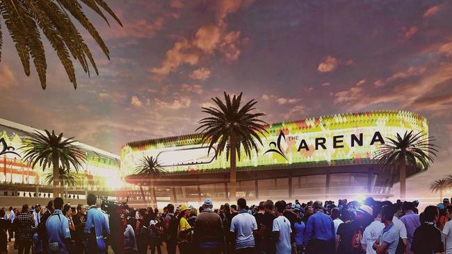 One of the designs for a redeveloped Campbelltown Stadium touted as part of a Leumeah entertainment precinct.