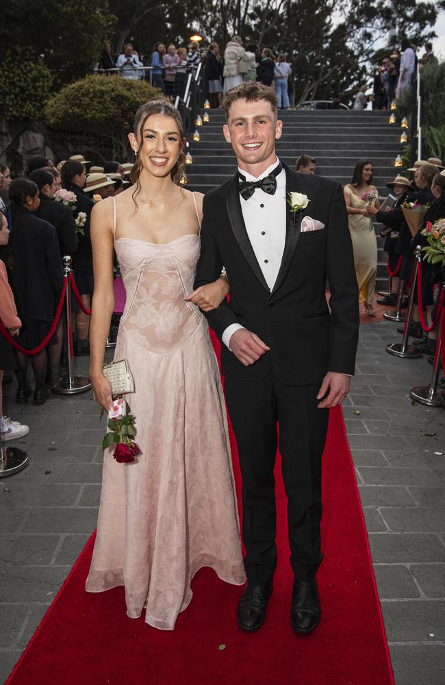 Annie Eather and partner Juert Eerkens arrive at The Glennie School formal at Picnic Point, Thursday, September 12, 2024. Picture: Kevin Farmer