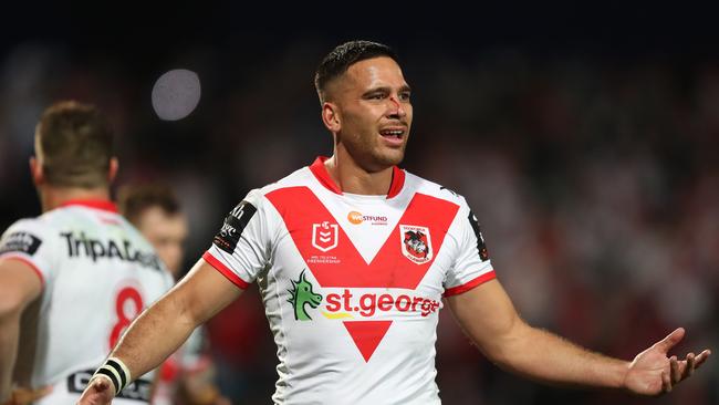 A dejected St George's Corey Norman during the St.George v Parramatta NRL match at Jubilee Stadium, Kogarah. Picture: Brett Costello