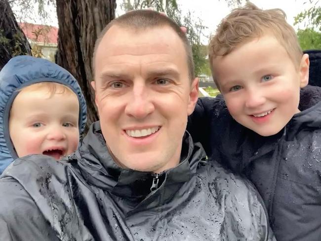 Personal trainer Jason Januszke with sons Tom and Jack. Picture: Supplied