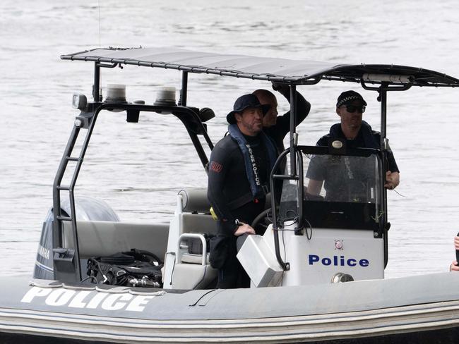 Water Operations Unit Police are seen coming in near the Waikerie Ferry after a body was located in the area around Ross Lagoon at Taylorville at about 2.15pm Sunday afternoon. Monday, December 12, 2022. (The Advertiser/ Morgan Sette)