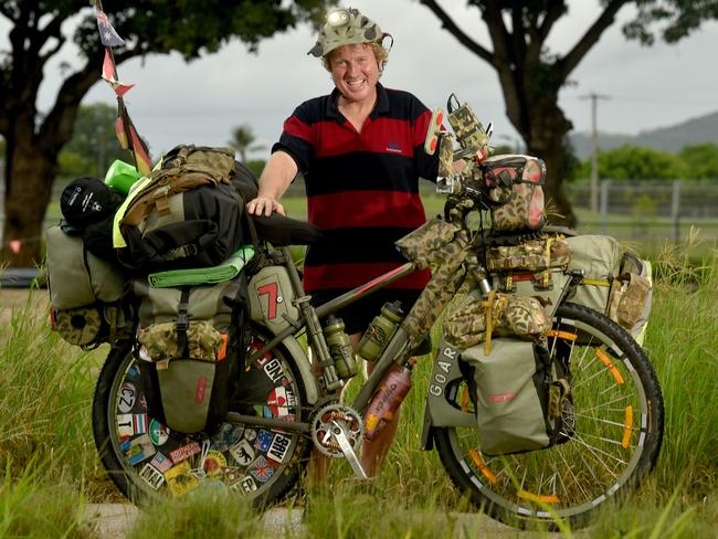 Artist and photographer Garry Orriss is travelling around Australia on a bike shooting a movie and writing two books.picture: Evan Morgan