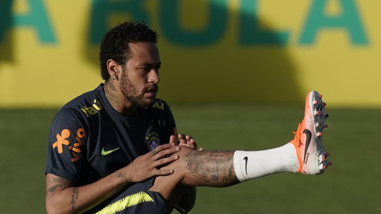 Brazil's Neymar attends training