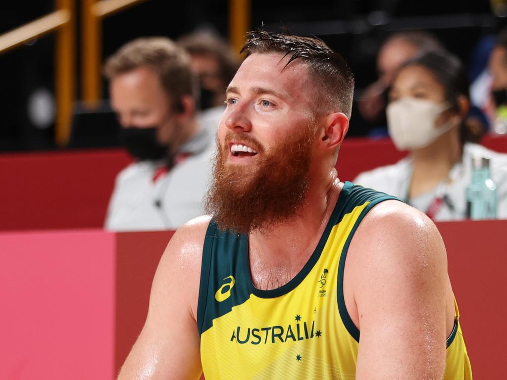 Aron Baynes remains hopeful of returning to the NBA despite suffering a host of serious injuries at the Tokyo Olympics. Photo: Gregory Shamus/Getty Images.