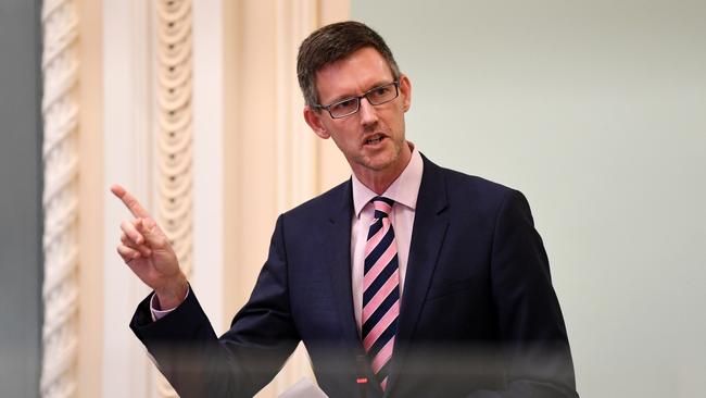 Queensland Transport Minister Mark Bailey speaks during Question Time at Parliament House in Brisbane. Picture: NCA NewsWire/Dan Peled