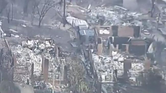 The fire damaged town of Tathra seen from the air. Picture: Twitter / @7NewsSdydney