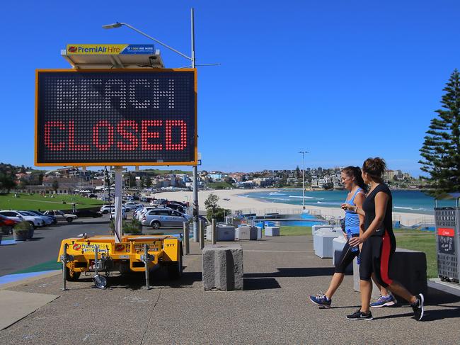 Bondi Beach closed to slow the spread of coronavirus. Picture: AAP