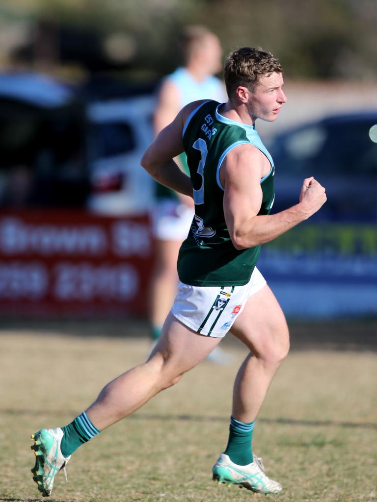 BFNL - Portarlington v Geelong Amateurs.  Ammos Harry Kershaw celebrates goal. Picture Mike Dugdale