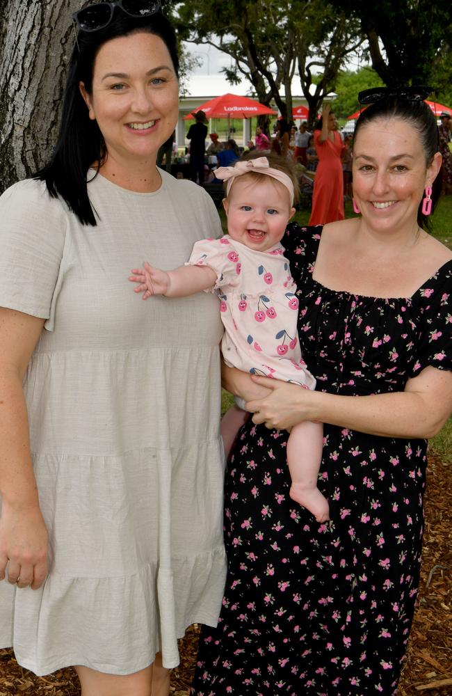 Socials at Family Fun Race Day at Cluden Park. Crystal Cummans and Natassja Foreman with Elle, 6 months. Picture: Evan Morgan