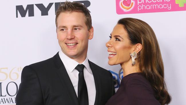 Kate Ritchie and Stuart Webb arrive at the 2014 Logie Awards. Picture: Getty