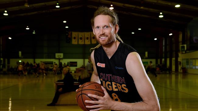 Former NBA and NBL basketballer Luke Schenscher during his time with Southern Tigers. He will assistant coach SA this week. Picture: Mark Brake