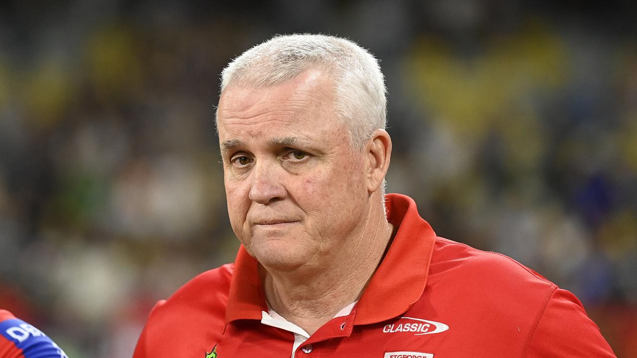 TOWNSVILLE, AUSTRALIA - MAY 13: Dragons coach Anthony Griffin looks on after losing the round 11 NRL match between North Queensland Cowboys and St George Illawarra Dragons at Qld Country Bank Stadium on May 13, 2023 in Townsville, Australia. (Photo by Ian Hitchcock/Getty Images)