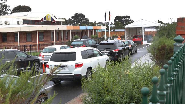 A drive through COVID testing site has been set up at the East Preston Islamic College. Picture: David Crosling