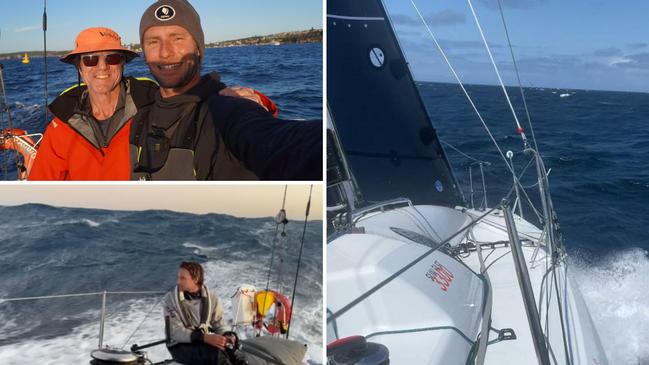 Lincoln Dews and Lee Condell aboard Sun Fast Racing in the 2022 Sydney to Hobart. Picture: Contributed.