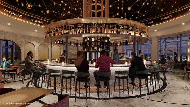 Even away from the windows, Bar Helios is a beautiful place to have a drink. Photo: Universal Epic Universe
