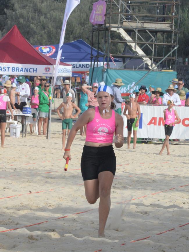 Running action at the Queensland Youth Surf Life Saving Championships on February 17.