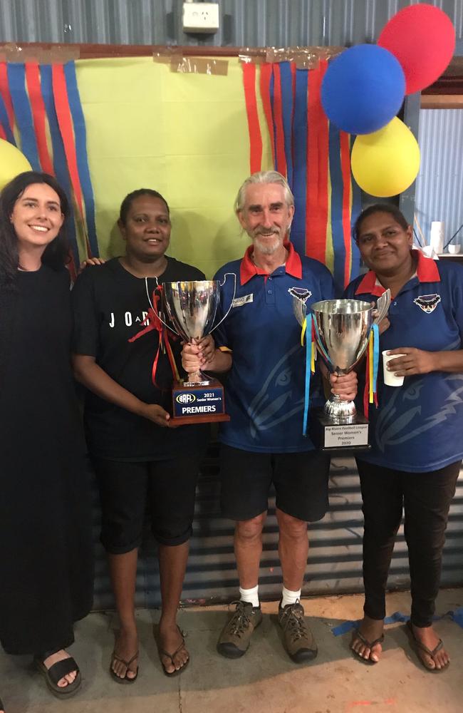 Barunga School principal Malcolm Hales coaches a women’s footy team, where some of his students also play. Picture: Malcolm Hales