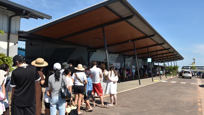 The line to get into the Casuarina Aquatic and Leisure Centre nearly wrapped around the front building.