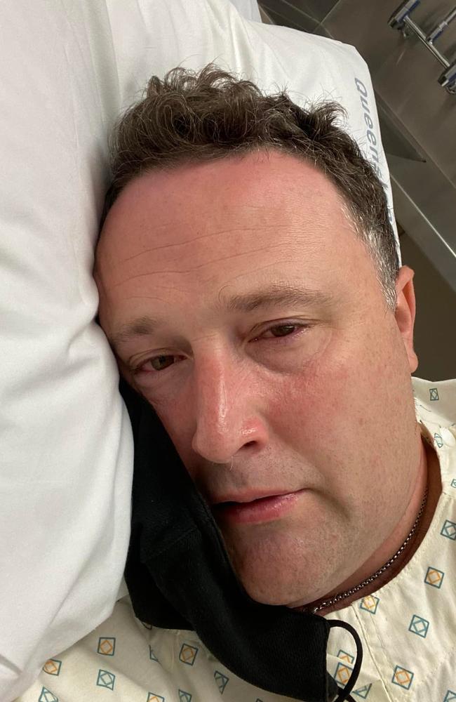David, 38, of Wynnum with has urged people to take Covid seriously after he was too weak to even sit on a chair while waiting at a hospital emergency department. Picture: Supplied