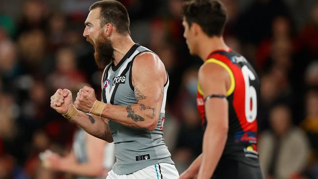 Charlie Dixon helped heap the pain on the Bombers. Picture: AFL Photos/Getty Images