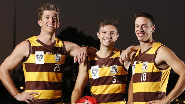 Some of Aliir Aliir’s former teammates at the Aspley Hornets in Brisbane from left James Nelis, James Ives and Jordan Arnold.