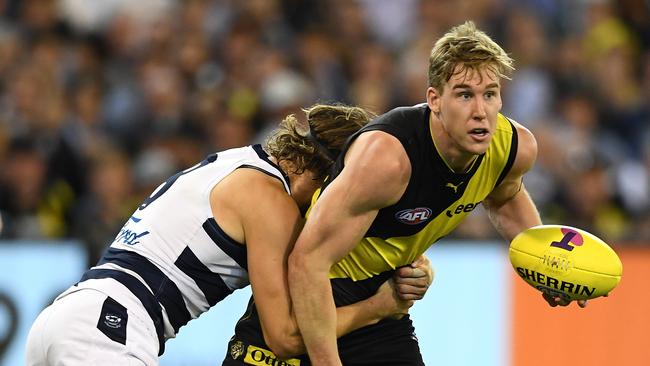 Tom Lynch was pivotal in last year’s preliminary final against the Cats, kicking five goals. Will he be the difference on Saturday? Picture: Quinn Rooney/Getty Images