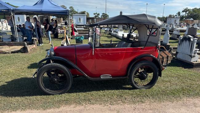 Jean Morris headstone reveal: The Austin 7 1928 car (Chubby) which owners Ross and Sylvia Chapman brought to the event after a chance discussion with Mrs Dowson the day before.